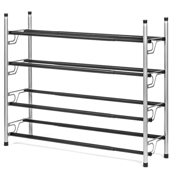 4-Tier Patented Adjustable DIY Shoe Rack-Portable, Non-Slip, Free Standing Closet Shelf for Entryway