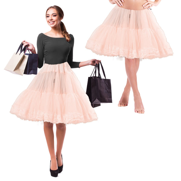 Zooey Luxury Chiffon Adult Petticoat Slip-Peach