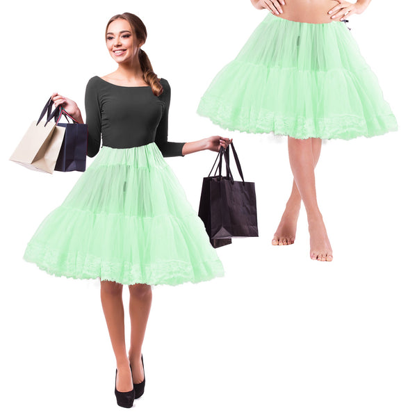 Zooey Luxury Chiffon Adult Petticoat Slip-Mint