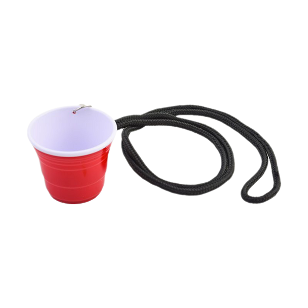 Reusable Red Plastic Shot Cup with lanyard | unbreakable, BPA Free | Perfect for Parties, BBQs & Outings