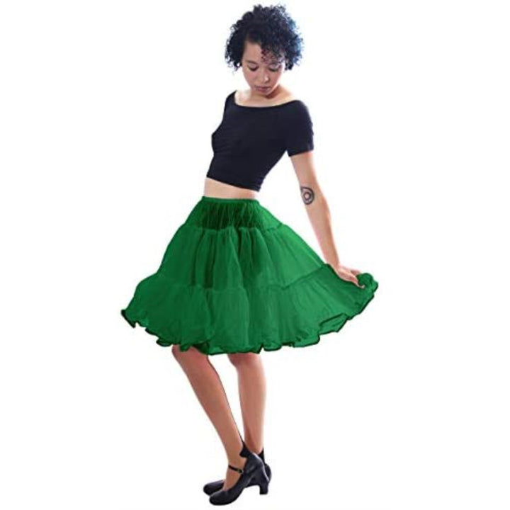 416 Woman Sexy Knee length Petticoat-Kelly Green