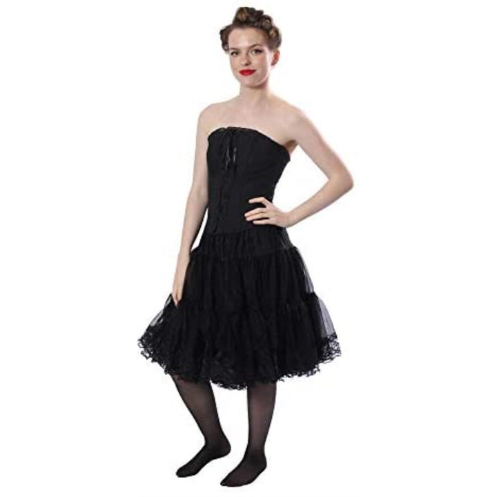 Zooey Luxury Chiffon Adult Petticoat Slip - Black