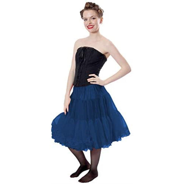 Zooey Luxury Chiffon Adult Petticoat Slip-Navy Blue