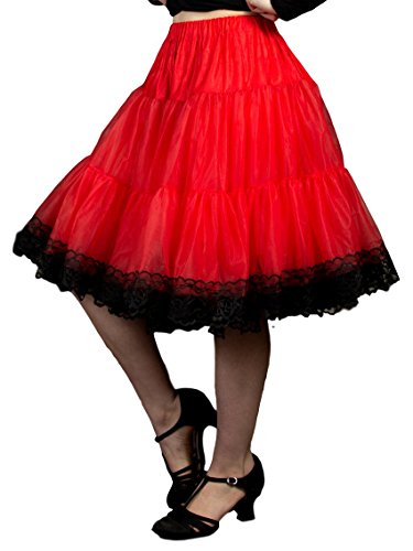 Zooey Luxury Chiffon Adult Petticoat Slip-Red/Black Chiffon