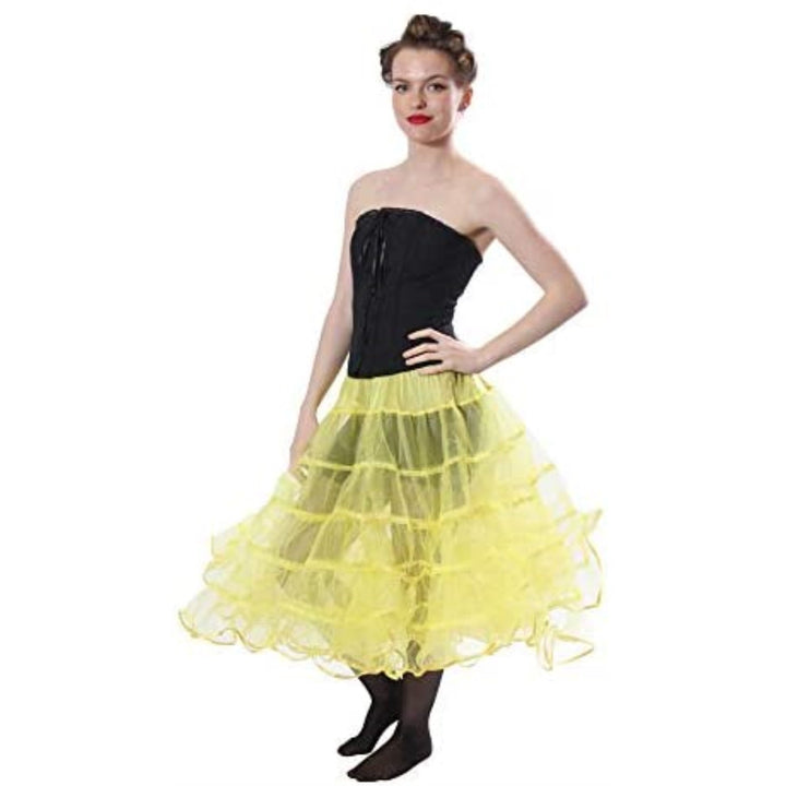 Petticoats & Pettipants Melonie Luxury Adult Crinoline Slip Organza Binding Adjustable Waist & Length for Rockabilly-Yellow malcomodes-biz.myshopify.com