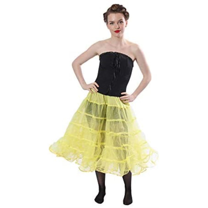 Petticoats & Pettipants Melonie Luxury Adult Crinoline Slip Organza Binding Adjustable Waist & Length for Rockabilly-Yellow malcomodes-biz.myshopify.com