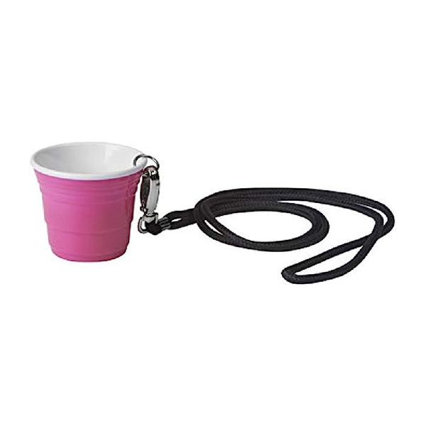 Reusable Pink Plastic Shot Cup with lanyard | unbreakable, BPA Free | Perfect for Parties, BBQs & Outings