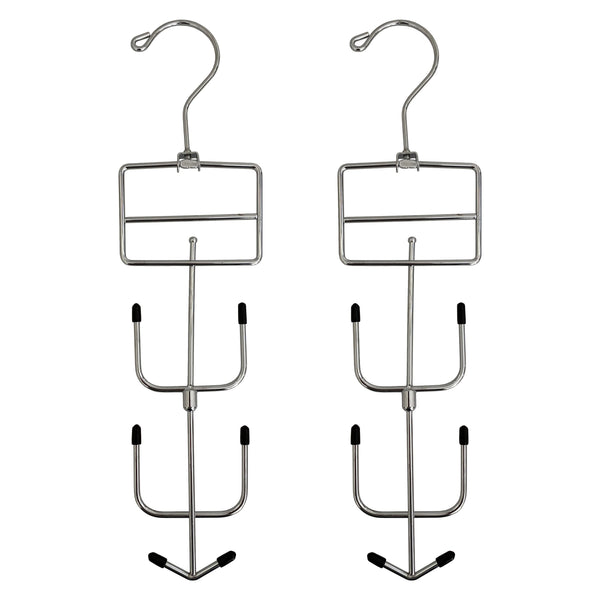 Multi-Tier Alloy Steel Hangers with Chrome Finish, Folding, and Spinner Hook-(Pack of 2)