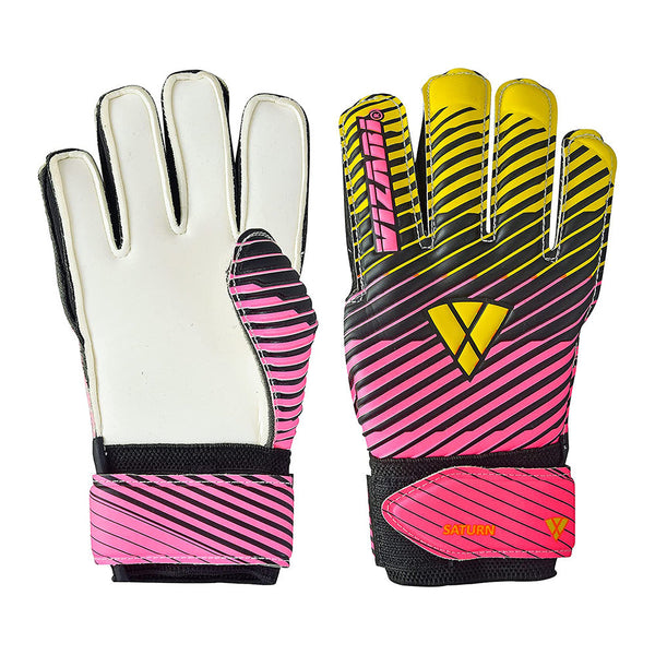 Saturn F.P. Goalkeeper Gloves w/ Finger Support-Pink/Yellow