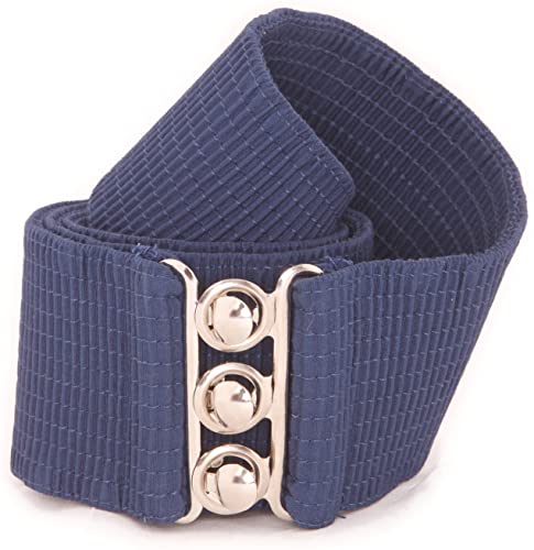 Belts Women's Vintage Belt with Elastic Cinch Stretch Waist and Metal Hook - Navy Blue malcomodes-biz.myshopify.com