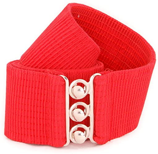 Belts Women's Vintage Belt with Elastic Cinch Stretch Waist and Metal Hook - Red malcomodes-biz.myshopify.com