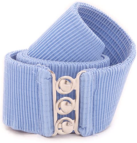 Belts Women's Vintage Belt with Elastic Cinch Stretch Waist and Metal Hook - Wedgewood Blue malcomodes-biz.myshopify.com