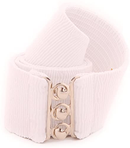 Belts Women's Vintage Belt with Elastic Cinch Stretch Waist and Metal Hook - White malcomodes-biz.myshopify.com