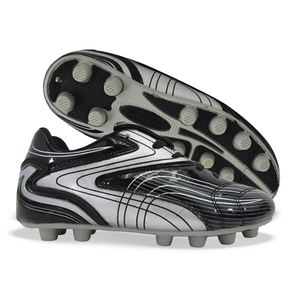 Youth Striker Firm Ground Soccer Shoes -Black/Silver