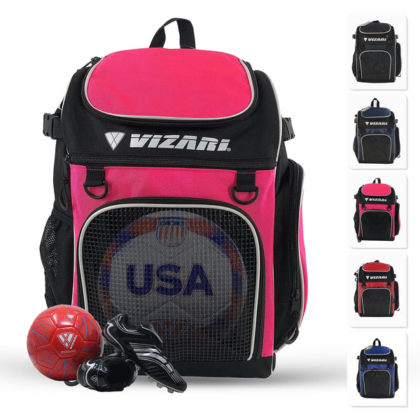 Cambria Soccer Backpack - Neon Pink/White